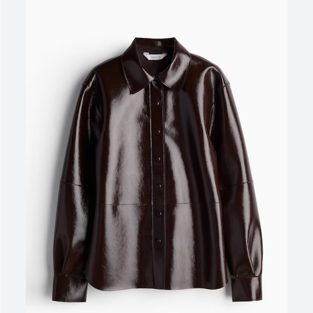 H&M Coated Burgundy Button-Up Shirt